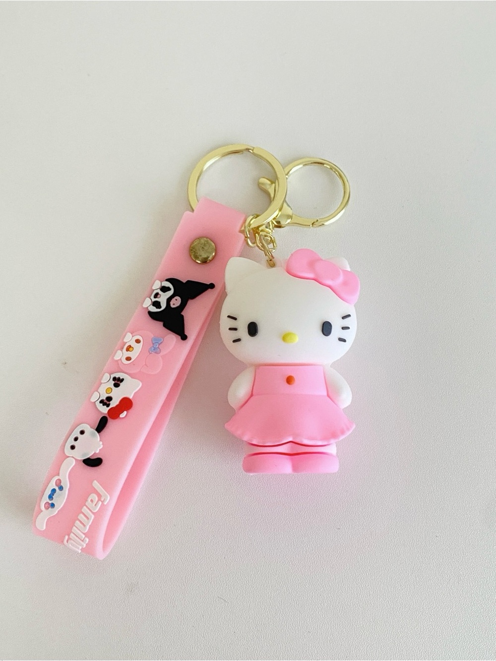 Hello Kitty Pink Dress Keyring with Pink Silicone Strap